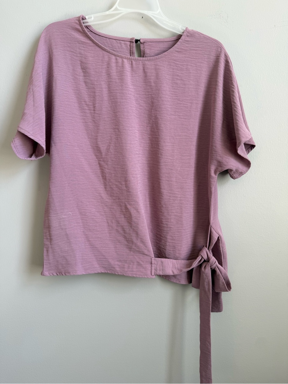 Casual Tie-Waist Short Sleeve Top - Mauve